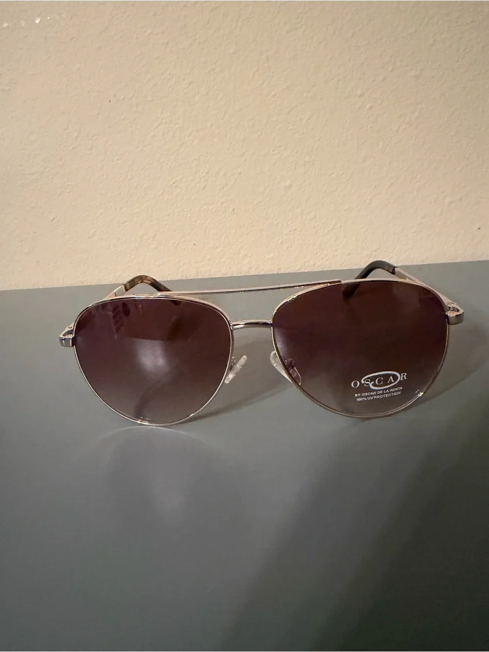 Oscar de la Renta O3096WM Gold Aviator Polarized Sunglasses Brown NWT